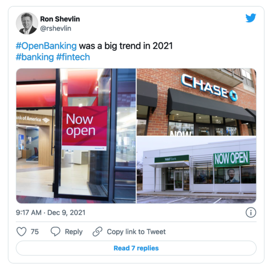 Ron Shevlin's Open Banking Tweet
